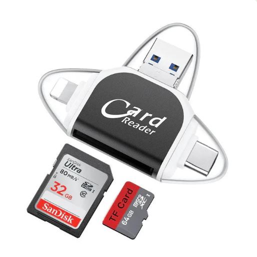 Lecteur de cartes micro usb, 4 en 1, pour smartphones et ordinateurs